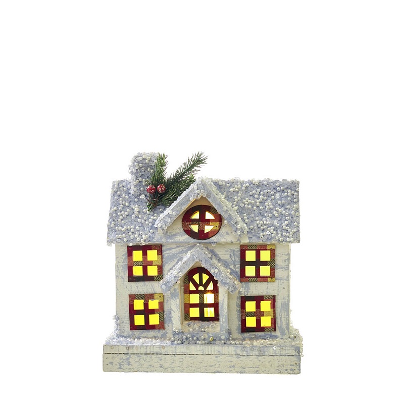 NATAL- CASA MADEIRA C/LEDs 22x12x24cm