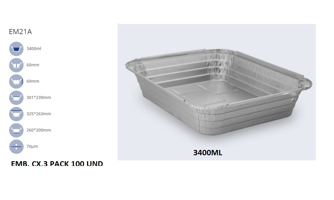 FORMA ALUM. RECT C/TAMPA C/100 UNID.