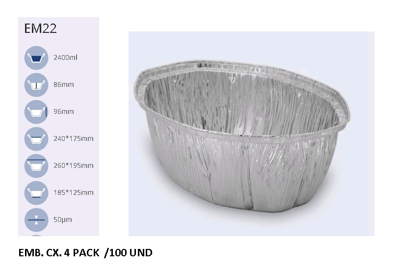 FORMA ALUM. OVAL C/TAMP C/100 UNID