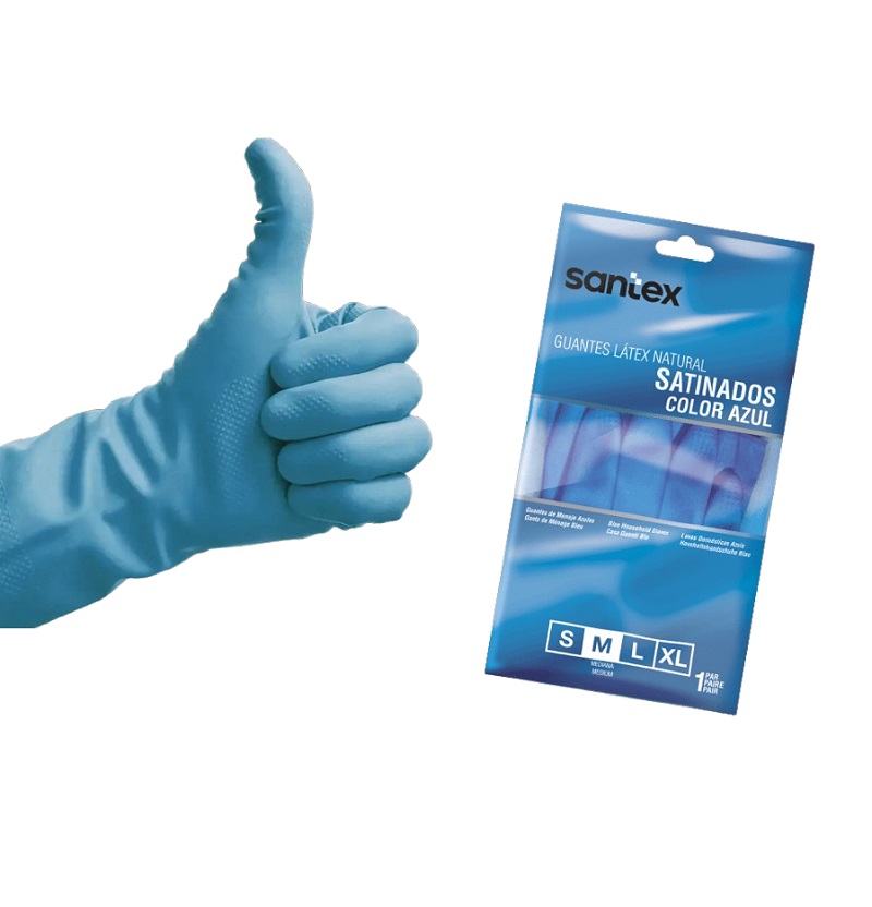 LUVA LATEX SATINADO AZUL SANTEX T/M