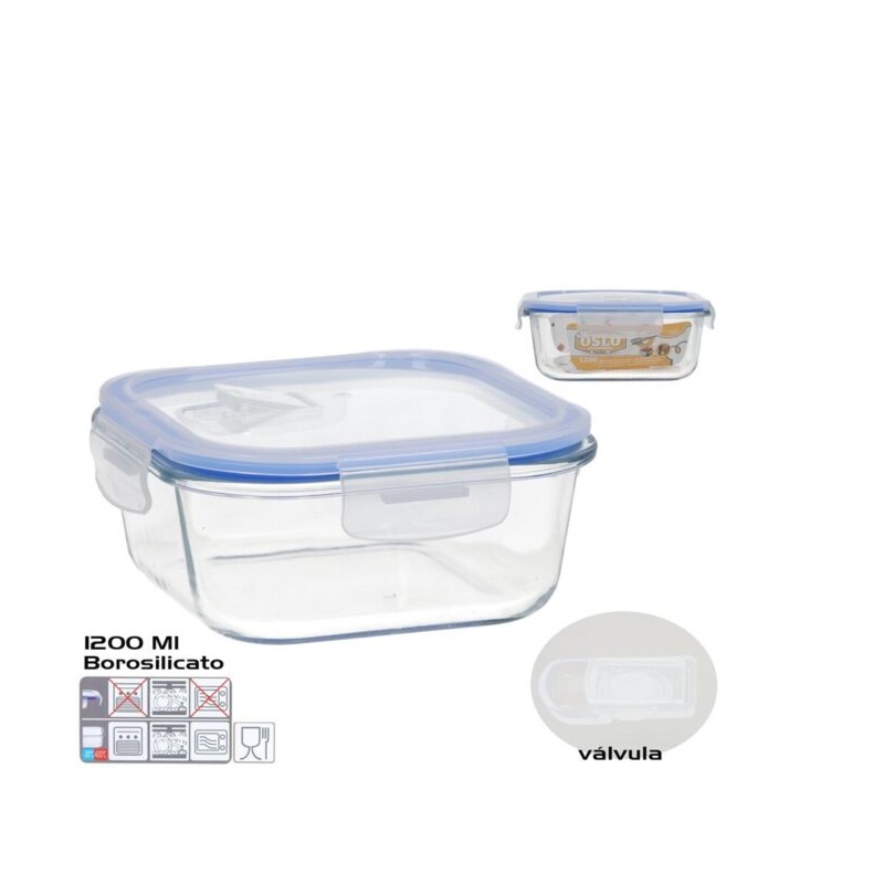 CAIXA P/ALIMENTOS QUAD.  VIDRO 1200ML